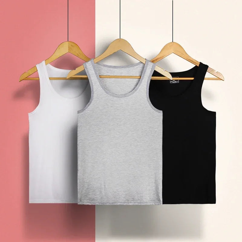 5PCS Men's summer trendy slim-fit hurdling style, modal, wearing a white undershirt underneath, men's tight-fitting