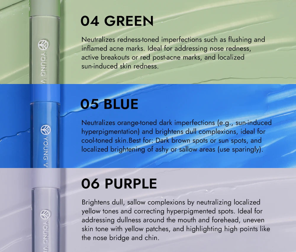 YOUNG VISION 6 Colors Hydrating Fresh Concealer Brightens Skin Tone and Covers Blemishes and Dark Eye Circles Concealer