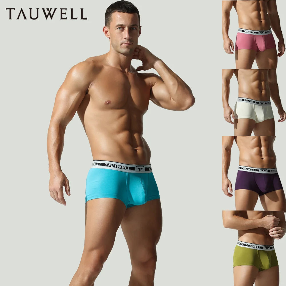 TAUWELL Low-Waist Buttoned Boxer Shorts for Men with U Convex Pouch Sexy Male Panties New Arrivals Comfortable Underwear