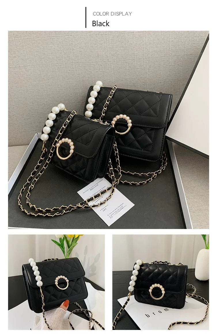 Summer Mini Small Handbags New Tide Pearl Chain Bags Women's Bag Versatile White Single Shoulder Crossbody Handbag