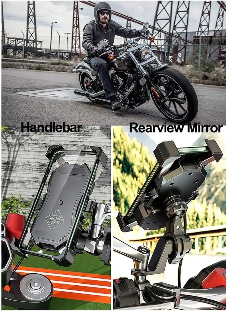 Motorcycle Phone Holder Fast Wireless Charger Quick USB Charging Moto Motorbike Mirror Stand Support Cellphone Handlebar Mount