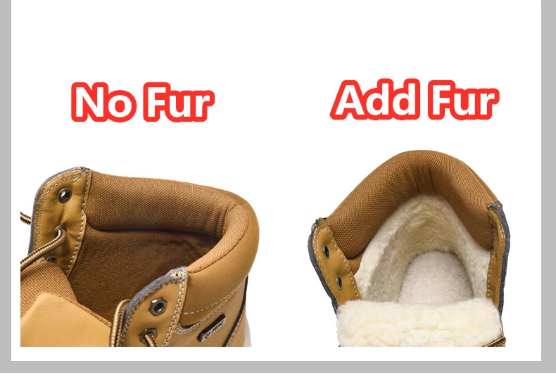 Yellow Ankle Boots Cowboy Footwear Snow Warm Fur Sneakers Padded Trekking Black Waterproof Leather Men Hiking Shoe Winter Summer