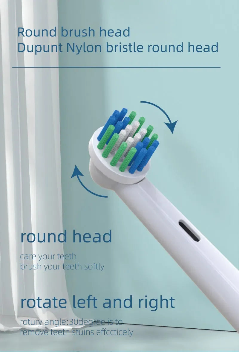 Sonic Electric Toothbrush Rounded 3D Vibrate Teeth Brush Rotation Gum Care Soft Bristle Heads Battery Power Teeth Whitening