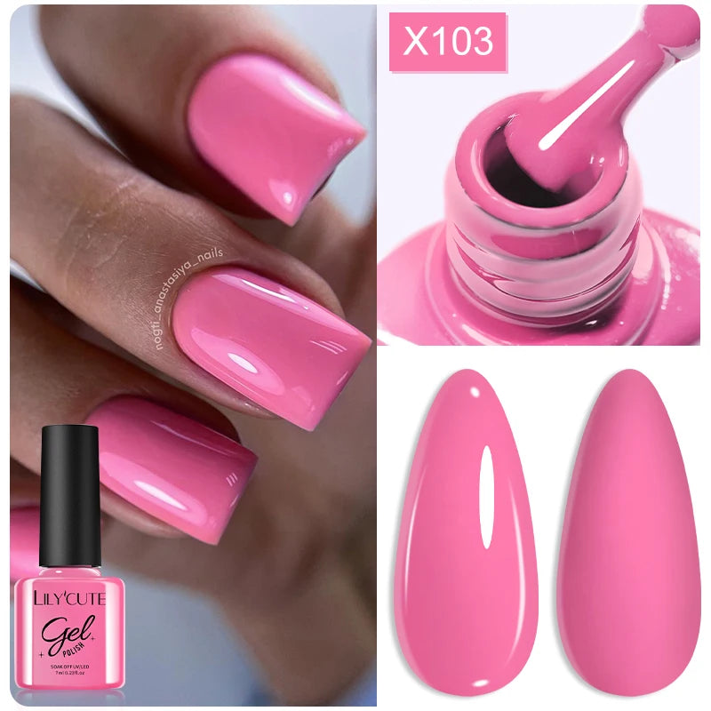 LILYCUTE 7ML Black White Color Gel Nail Polish Summer Colorful Gel Nail Art Semi Permanent UV Gel Soak Off UV LED Gel Varnishes