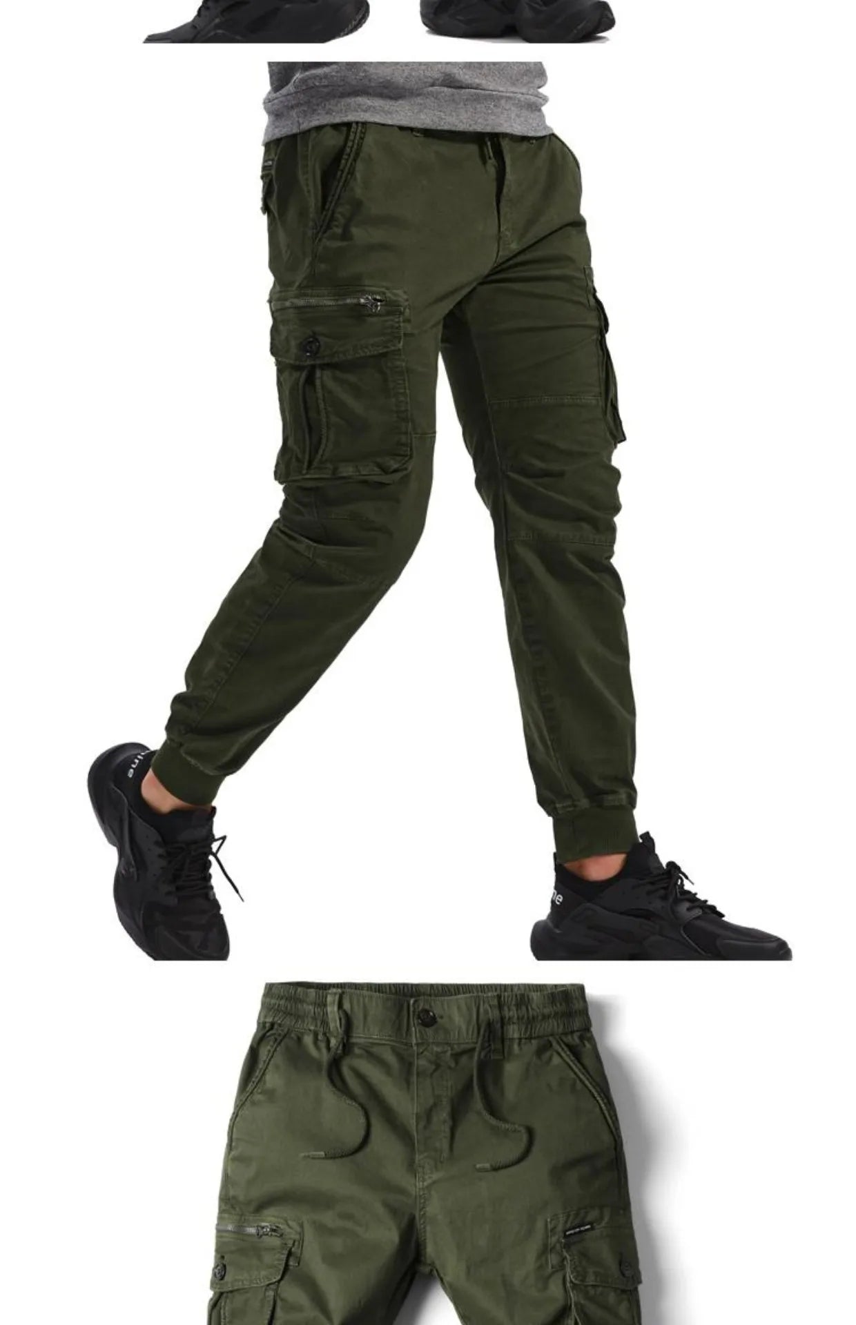 Spring Summer Men's Casual Fashion Work Pants Cuffed Multiple Pockets Slim Fit Youth Leisure Trousers Trendy Brand