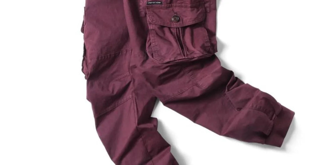 Spring Summer Men's Casual Fashion Work Pants Cuffed Multiple Pockets Slim Fit Youth Leisure Trousers Trendy Brand