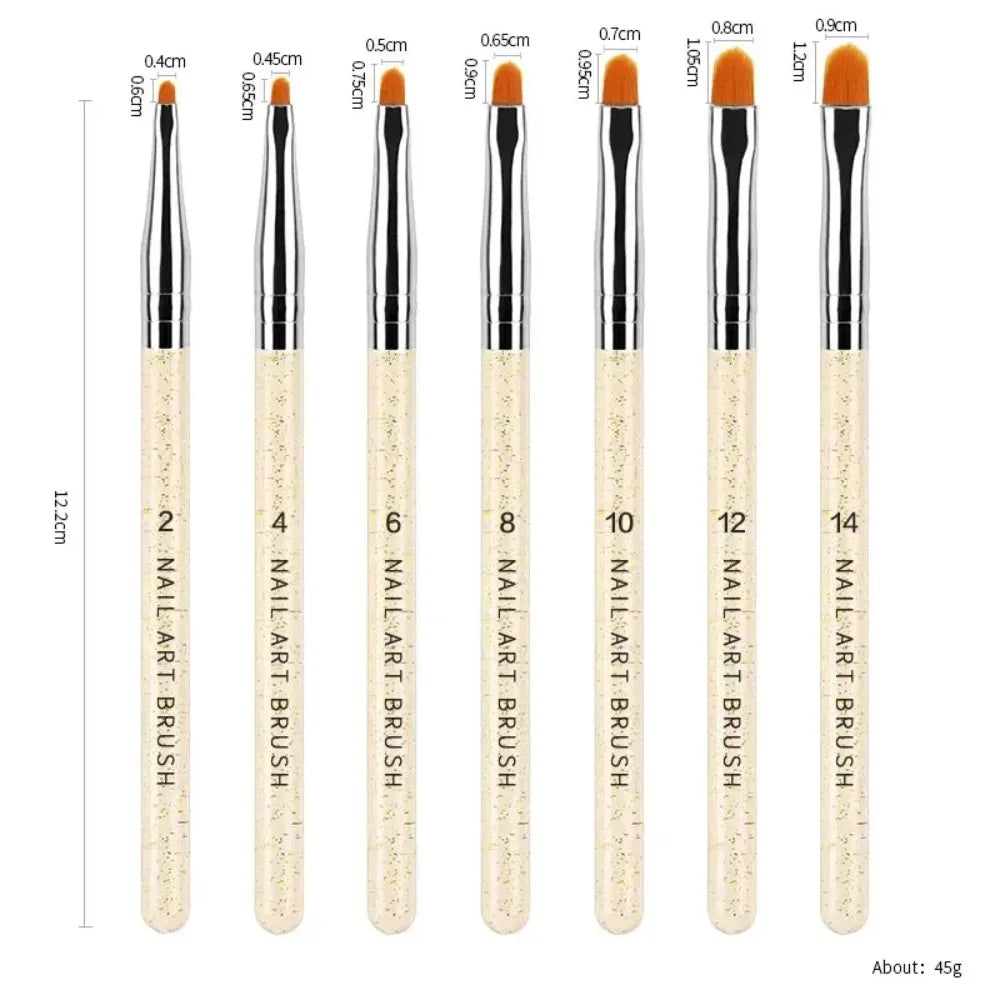 7Pcs/Set Nylon Hair UV Gel Acrylic Nail Art Builder Brush Pen Drawing Pens For Nail Design Nail Supplies For Professionals