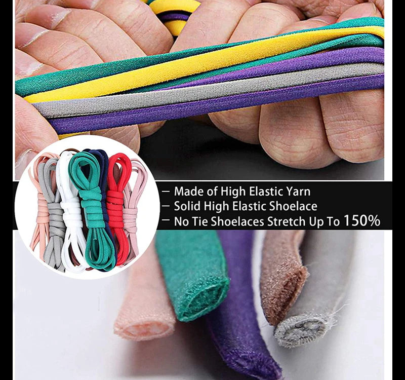 Clearance_21 Colors No Tie Shoelaces For Sneakers Elastic Shoe Laces Round Metal Lock Lazy Shoelace 1 Second quick on and off un