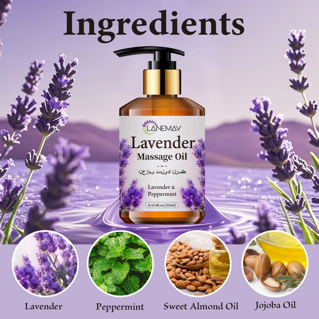 2PCS Lavender & Peppermint Massage Oil, Moisturizing & Softening Body Care for All Skin Types, body relaxation Massage Oil 500ml