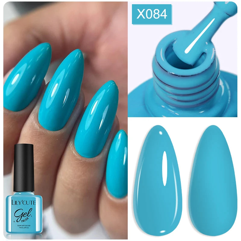 LILYCUTE 7ML Black White Color Gel Nail Polish Summer Colorful Gel Nail Art Semi Permanent UV Gel Soak Off UV LED Gel Varnishes