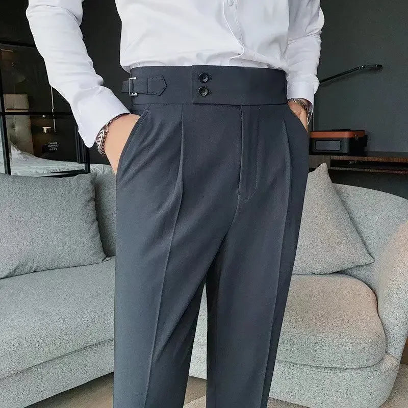 Wide Leg Male Suit Trousers Plus Big Size Gray Men's Summer Pants Formal Clothes Offer Luxury Thin Casual Work Wear Fabric 2025
