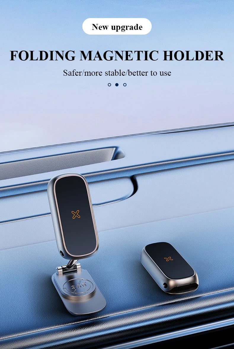 Magnetic Car Mount All-Metal Strongest Magnet Foldable Phone Holder for Car Dashboard Tesla Phone Mount For iPhone