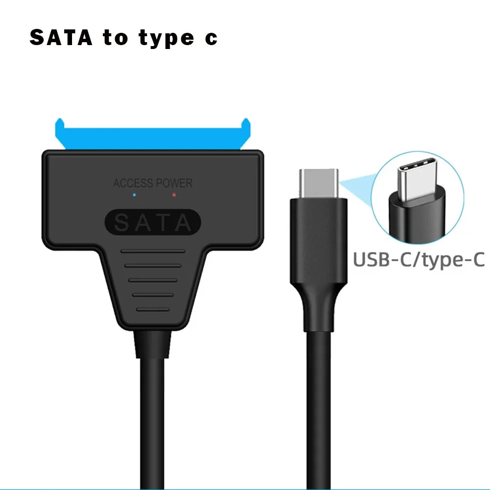 SATA to USB3.0/Type-C Adapter Cable Up To 6 Gbps High Speed Support 2.5 Inch External HDD SSD Hard Drive 22 Pin Sata III Cable
