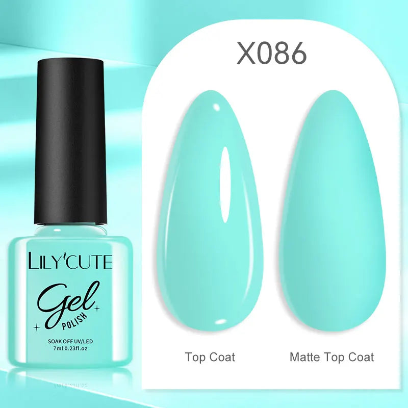 LILYCUTE 7ML Black White Color Gel Nail Polish Summer Colorful Gel Nail Art Semi Permanent UV Gel Soak Off UV LED Gel Varnishes