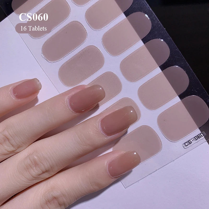 1pc DIY Baking-free Nail Stickers Long-Lasting Solid Color Fresh Flowers Christmas Autumn Nail Strips Patch Full Cover Decal