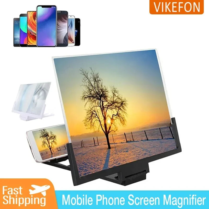 12/14in Mobile Phone Screen Amplifier 3D Magnifying Glass Stand Magnifier HD Video Amplifier Phone Stand Enlarged Screen Bracket