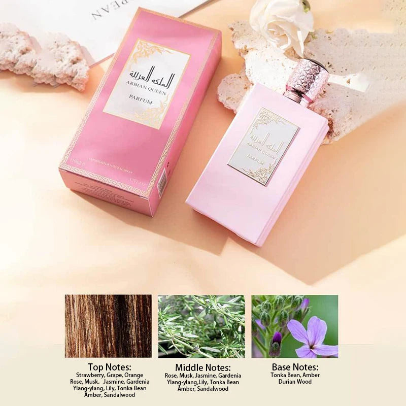 Dubai Arabian Queen Perfume Asophisticated Long-lasting Fragrance Made Middle Eastern Oud Floral  Fruity Scent Perfect For Date