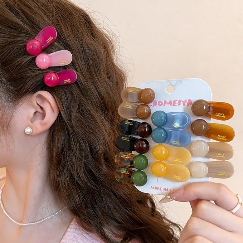 2pcs/set Mini Hair Clips for Women Sweet 3.5cm Bangs Edge Clip Cute Acetate Duckbill Girl New Arrivals Headwear Hair Accessories