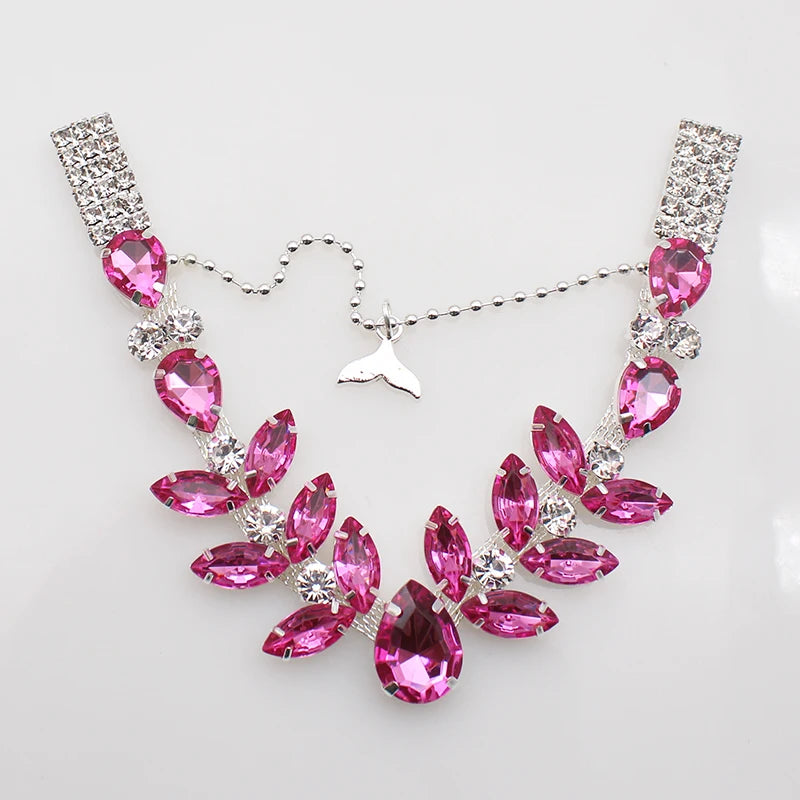1pcs Silver Sparkling Crystal Link Buckle Handmade Metal Swimsuit Bikini Herringbone Drag Chain Decoration