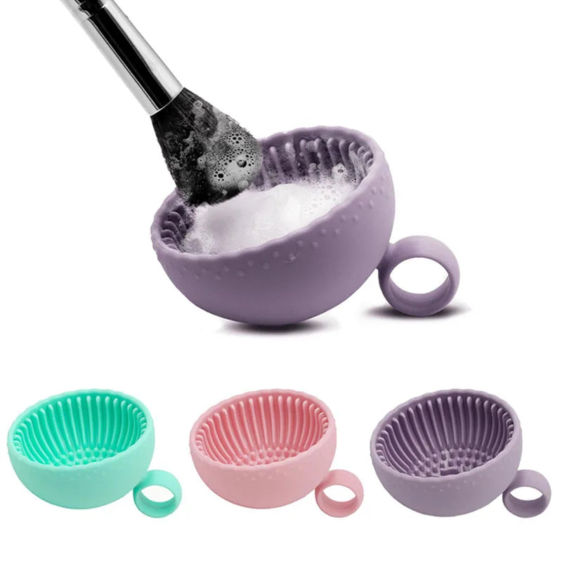 Silicone Makeup Brush Cleaner Bowl for Powder Puff Cosmetic Eyeshadow Makeup Brush Soft Silicone Folding Beauty Tools