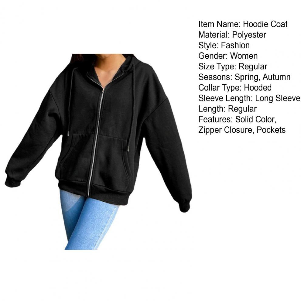 Women Sweatshirt Jacket Winter Clothes Female Zip Up Oversize Hoodies Casual Loose Black Brown Hoodie Vintage Fleece Pullover