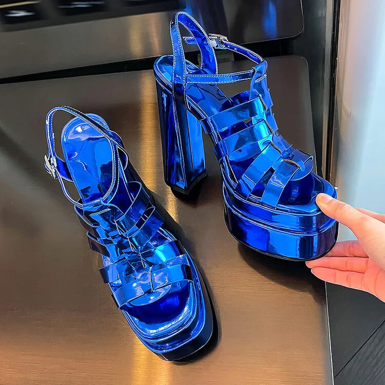2024 Ladies High Heels Double Waterproof Platform Sandals for Women Luxury Brand Designer Summer Party Chunky Pumps and Shoes