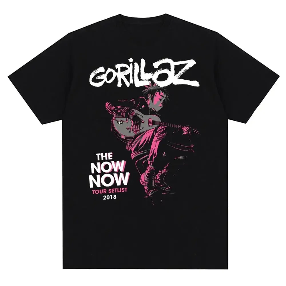 Music Band Gorillazs Punk Rock Print T Shirt 90s Casual Fashion Short Sleeve T Shirt Unisex Harajuku Kawaii T-shirt Y2K Clothing
