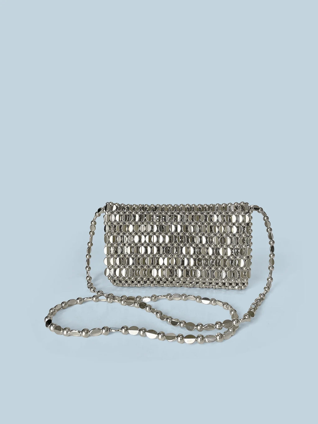 Summer New Blingbling Retro Silver Hollow Design Handmade Beaded Flip Phone Bag