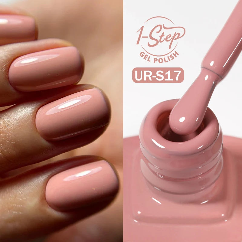 UR SUGAR 1-step Gel Polish 12ML Glitter Nail Spring Summer White Nude Pink Gel Nail Polish 3 IN 1 No Need Base Gel and Top Coat