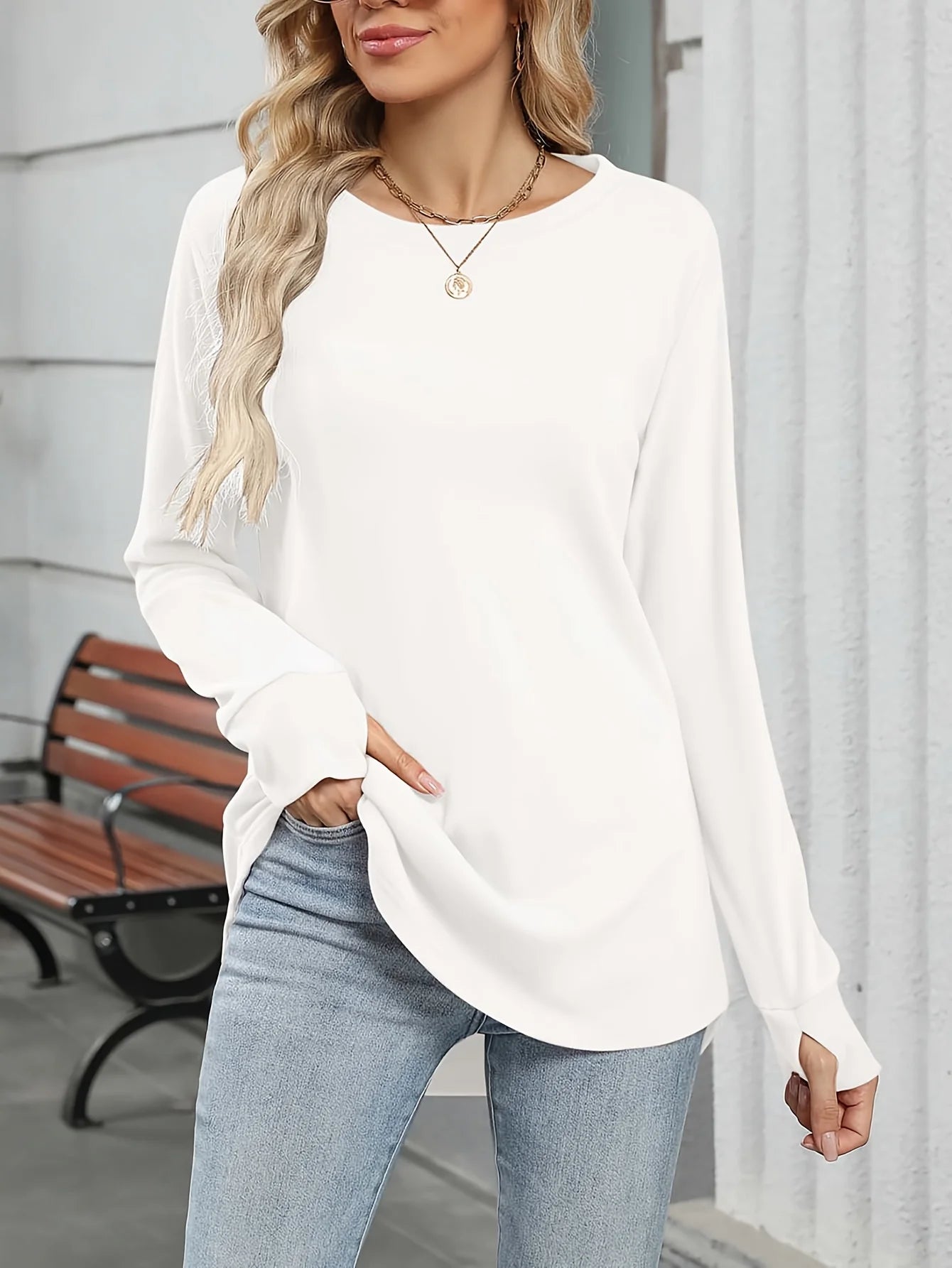 Autumn Women's Casual and Comfortable Long Sleeved Round Neck Top Designed for Versatile Daily Commuting