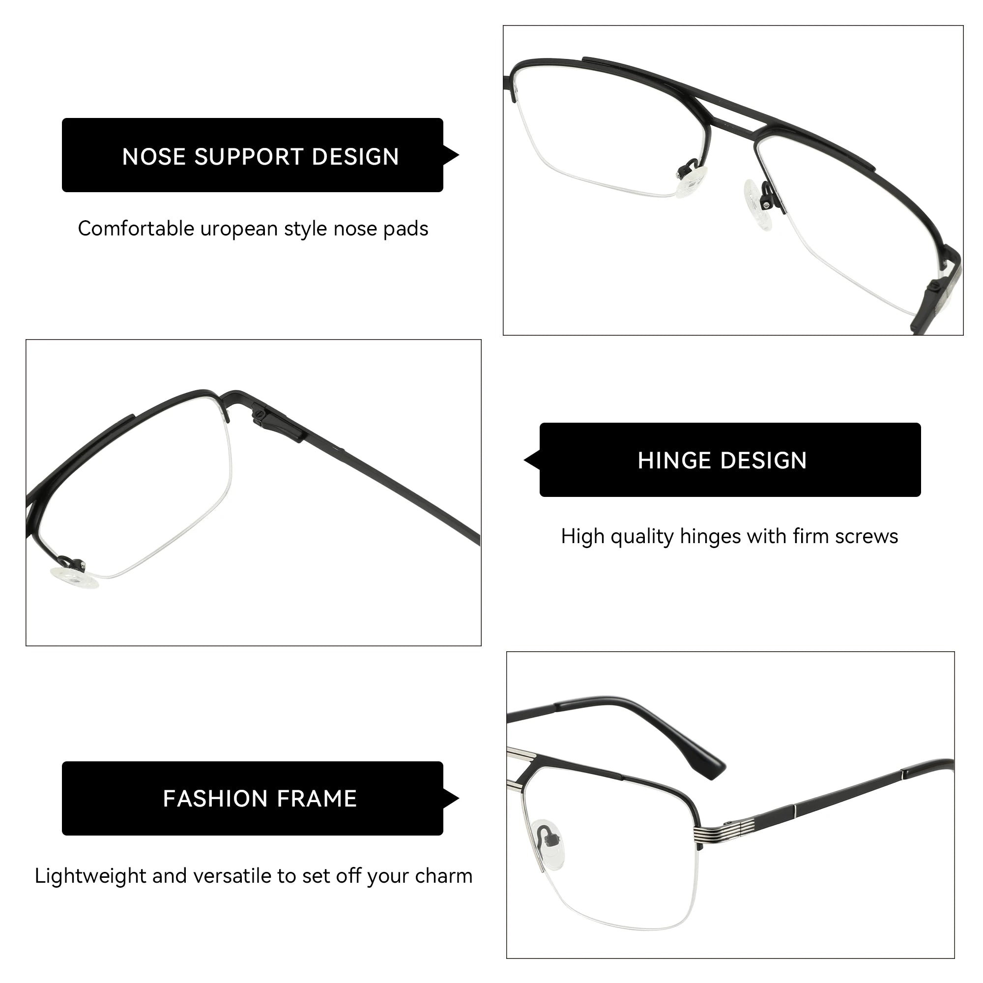 ZENOTTIC (XL Size) 2025 New Arrivals Half-frame Aviator Prescription Eyeglasses Anti Blue Ray Photochromic Optical Glasses