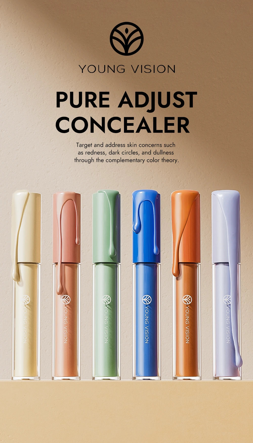 YOUNG VISION 6 Colors Hydrating Fresh Concealer Brightens Skin Tone and Covers Blemishes and Dark Eye Circles Concealer