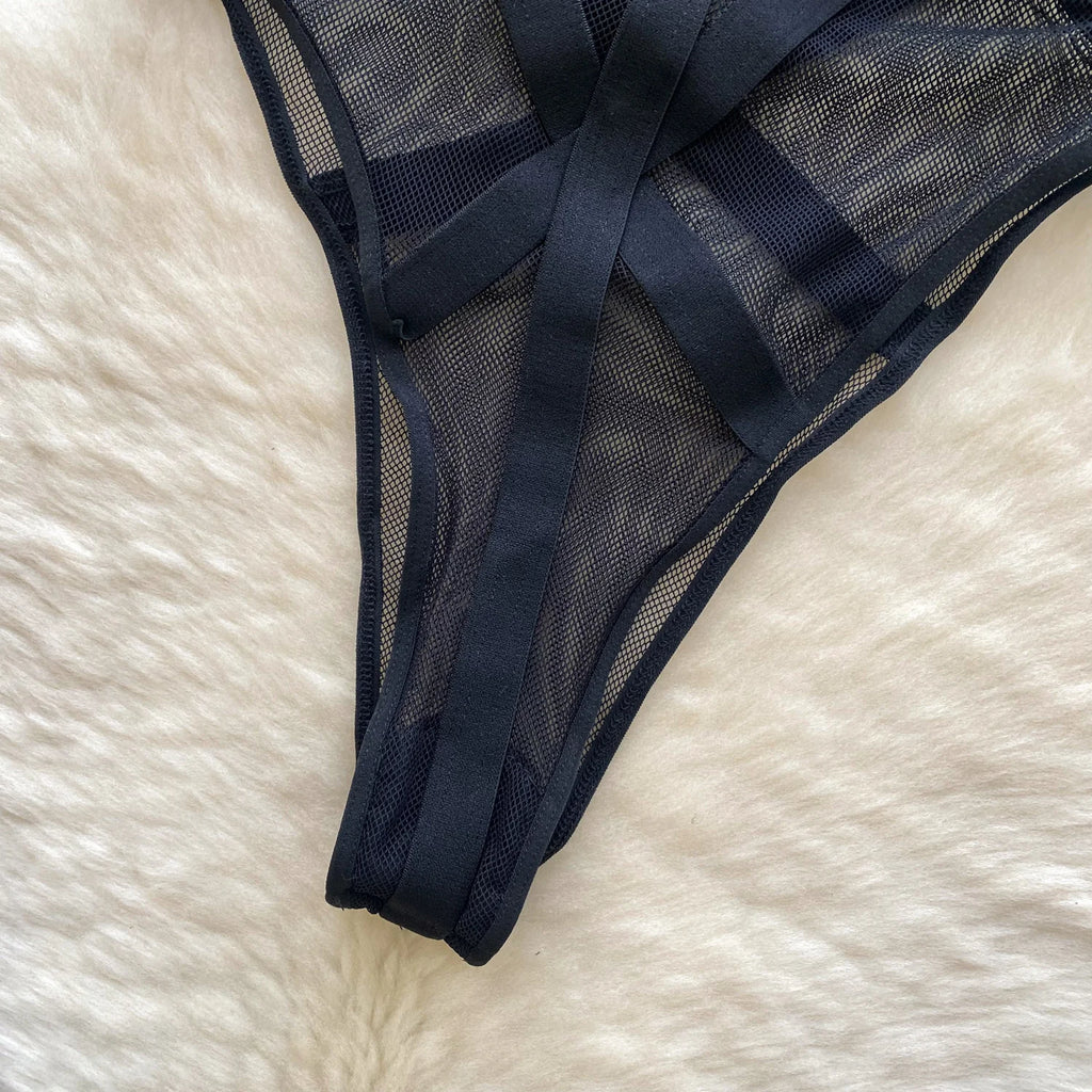 Sexy Hollow out Bridesmaid  Swimsuit Women's Pure Desire Spicy Girl Inner Wear Base Top See tough Net Strap