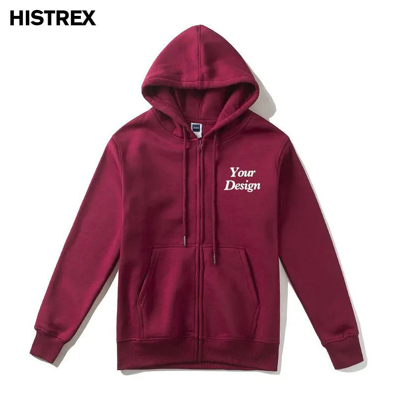 Top Quality Custom Cotton Zipper Hoodie Print Photo Text Brand Logo Men Womens Thick Fleece Autumn Winter Warm Sweatshirt 350gsm