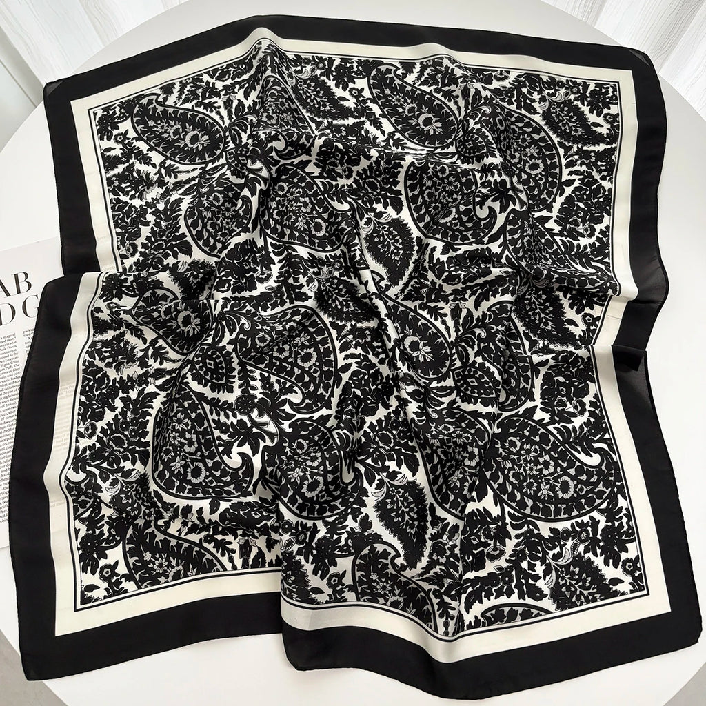 Luxury Design 70cm Satin Square Print Scarf Women Scarves Bandana Hijab Neckerchief Shawl Kerchief Hair Band Foulard Lady