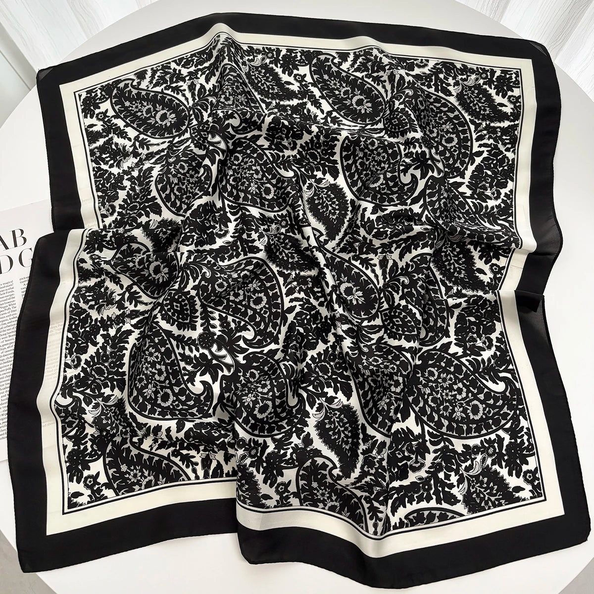 Luxury Design 70cm Satin Square Print Scarf Women Scarves Bandana Hijab Neckerchief Shawl Kerchief Hair Band Foulard Lady