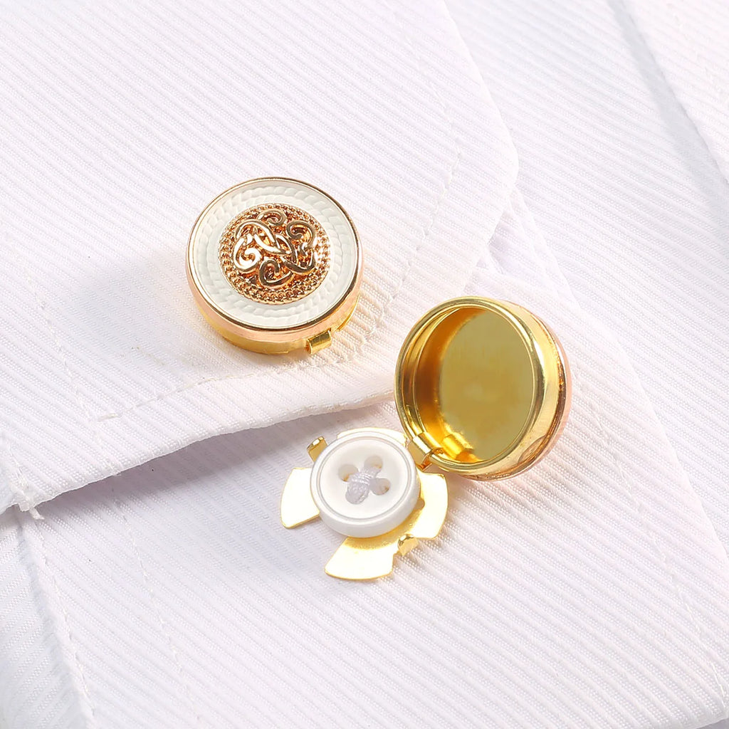 2pcs Button Cufflinks Luxury Metal Button Cover Shirt Button Clip Retro Sleeve Button for Men and Women Dress Button Decoratio