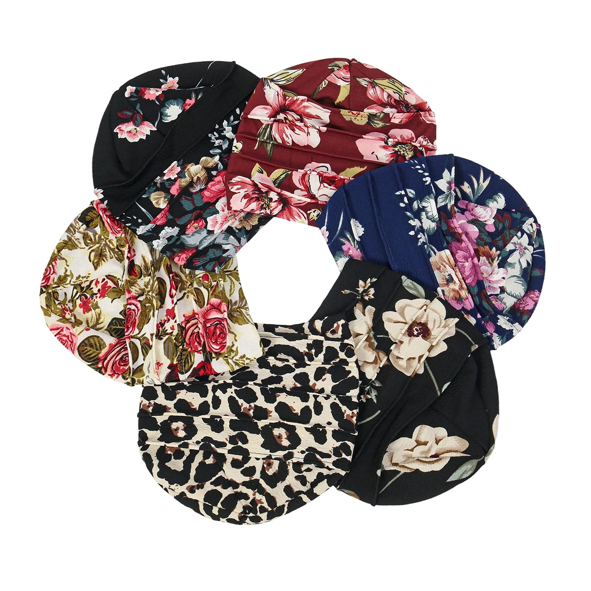 Trendy Printed Flower Cap Night Sleeping Cap Muslim Women Hijab Leopard Bonnet Ladies Headscarf Convenient Hat Wrap