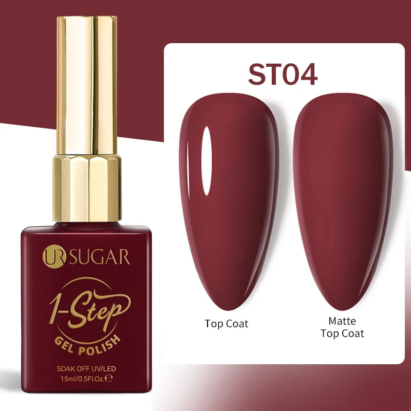 UR SUGAR 1-step Gel Polish 12ML Glitter Nail Spring Summer White Nude Pink Gel Nail Polish 3 IN 1 No Need Base Gel and Top Coat
