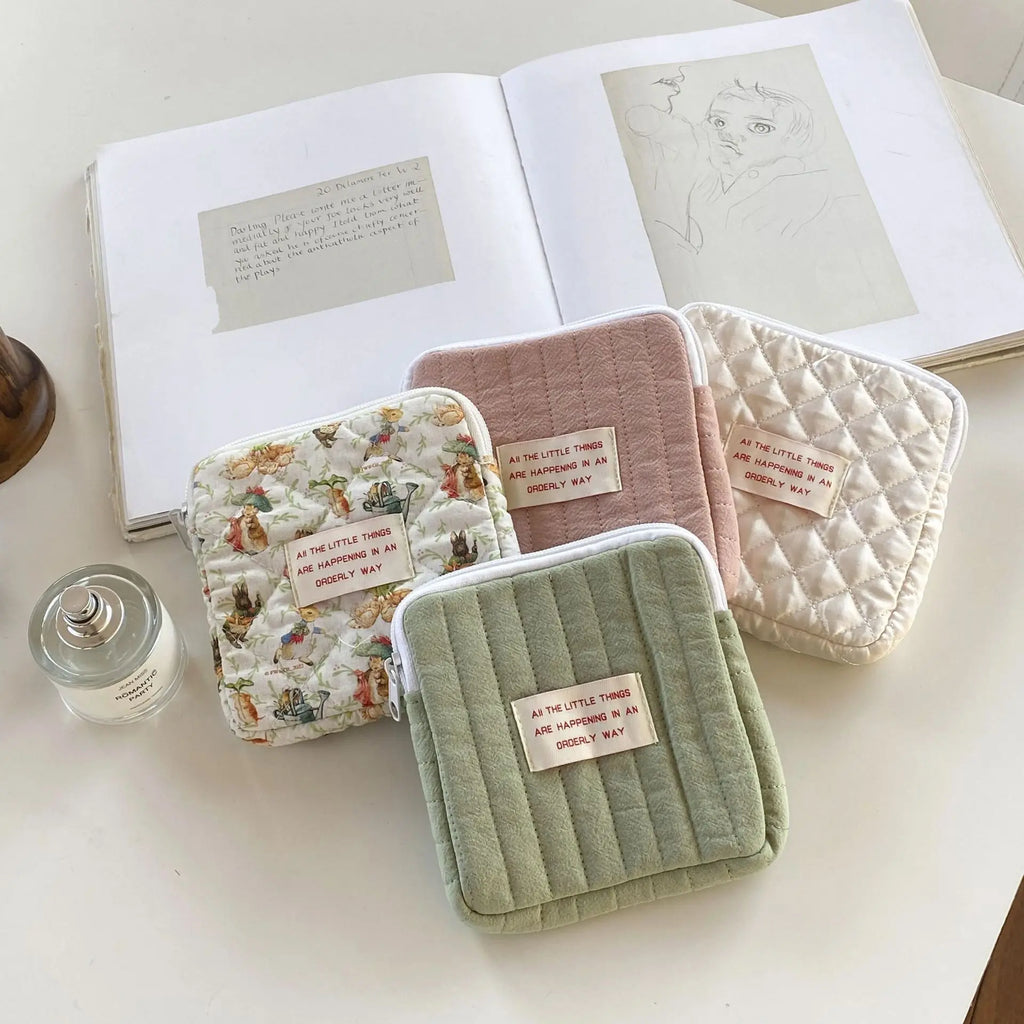 Women Small Cosmetic Bag Zipper Girls Mini Sanitary Napkins Makeup Lipstick Bags Travel Earphone Coin Organizer Pouch Bags