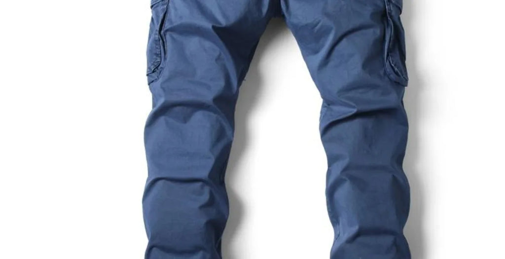 Spring Summer Men's Casual Fashion Work Pants Cuffed Multiple Pockets Slim Fit Youth Leisure Trousers Trendy Brand