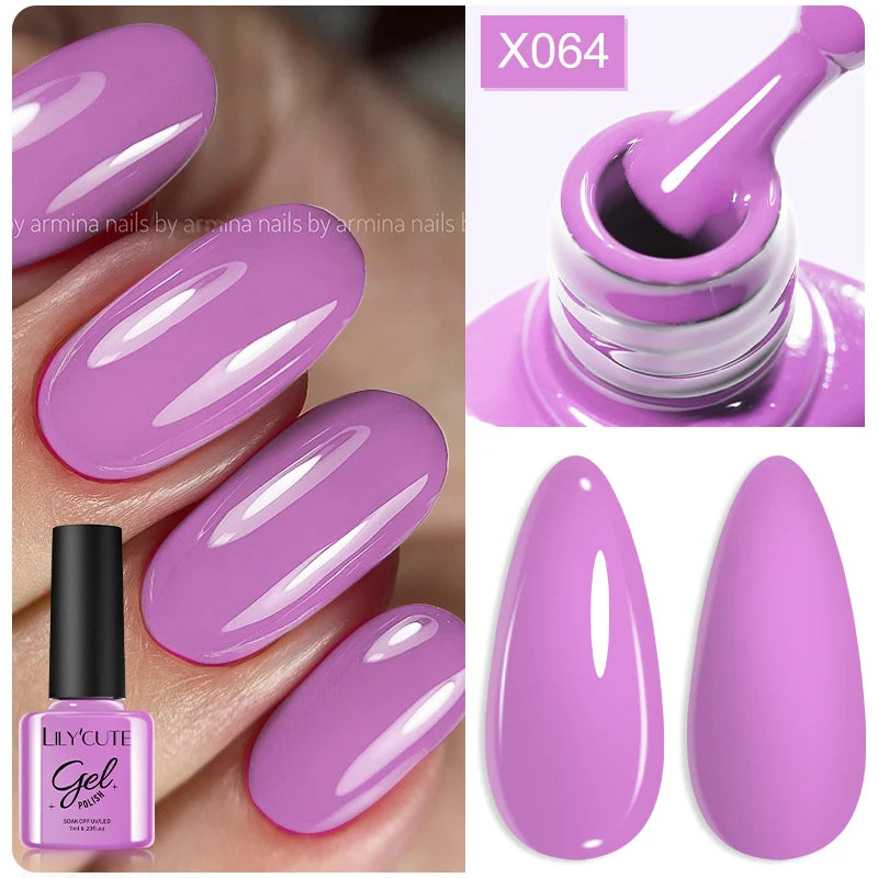 LILYCUTE 7ML Black White Color Gel Nail Polish Summer Colorful Gel Nail Art Semi Permanent UV Gel Soak Off UV LED Gel Varnishes