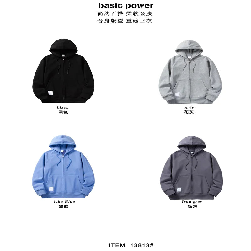 Solid Color Hoodie Men Fashion Zip Up Long Sleeve Oversized Jacket Coat Harajuku Gothic Hooded Sweatshirt Y2K Teen BP13813
