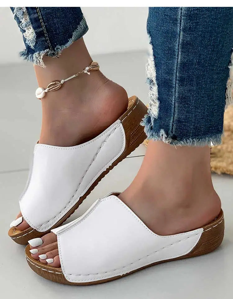 Women's Sandals 2025 Summer Shoes Women Soft Heels Sandals Low Platform Slippers Summer Sandalias Mujer Indoor Outdoor Footwear