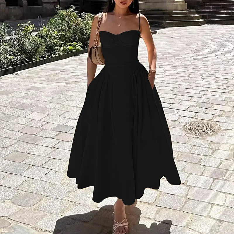 2025 Spring Summer Robe Femme Sexy Trendy Spaghetti Strap Slim Elegantes Style Suspender Party Dress Vestidos Streetwear Dresses