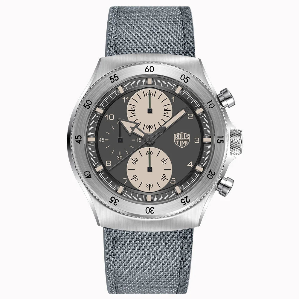 2026 new men's casual quartz watch top luxury sapphire TMI VD55 nylon men's chronograph waterproof sports men's watch luminous