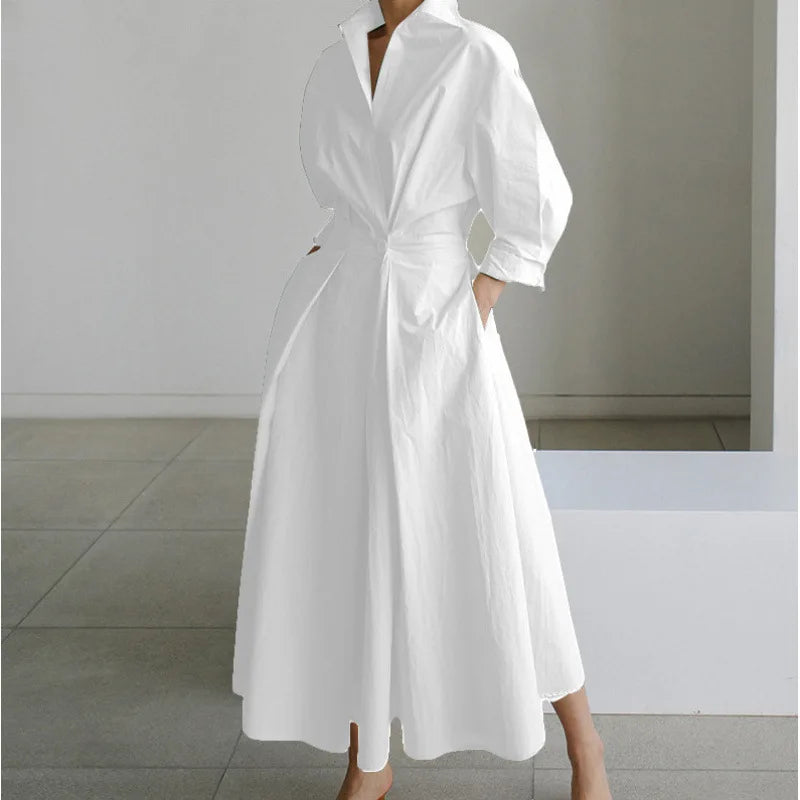 Women's Summer Dress Plus Size Commuter Polo Neck Loose Fit New Elegant Trendy Minimalist Fashionable Niche Versatile Casual Fit