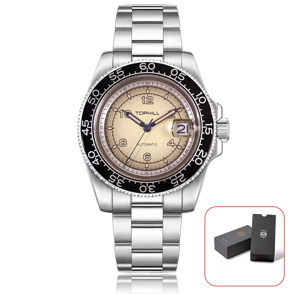 TOPHILL 41mm New Men's Watch Calendar Display Automatic Mechanical Watches Miyota 2813 Movement Sapphire Luminous Wristwatch