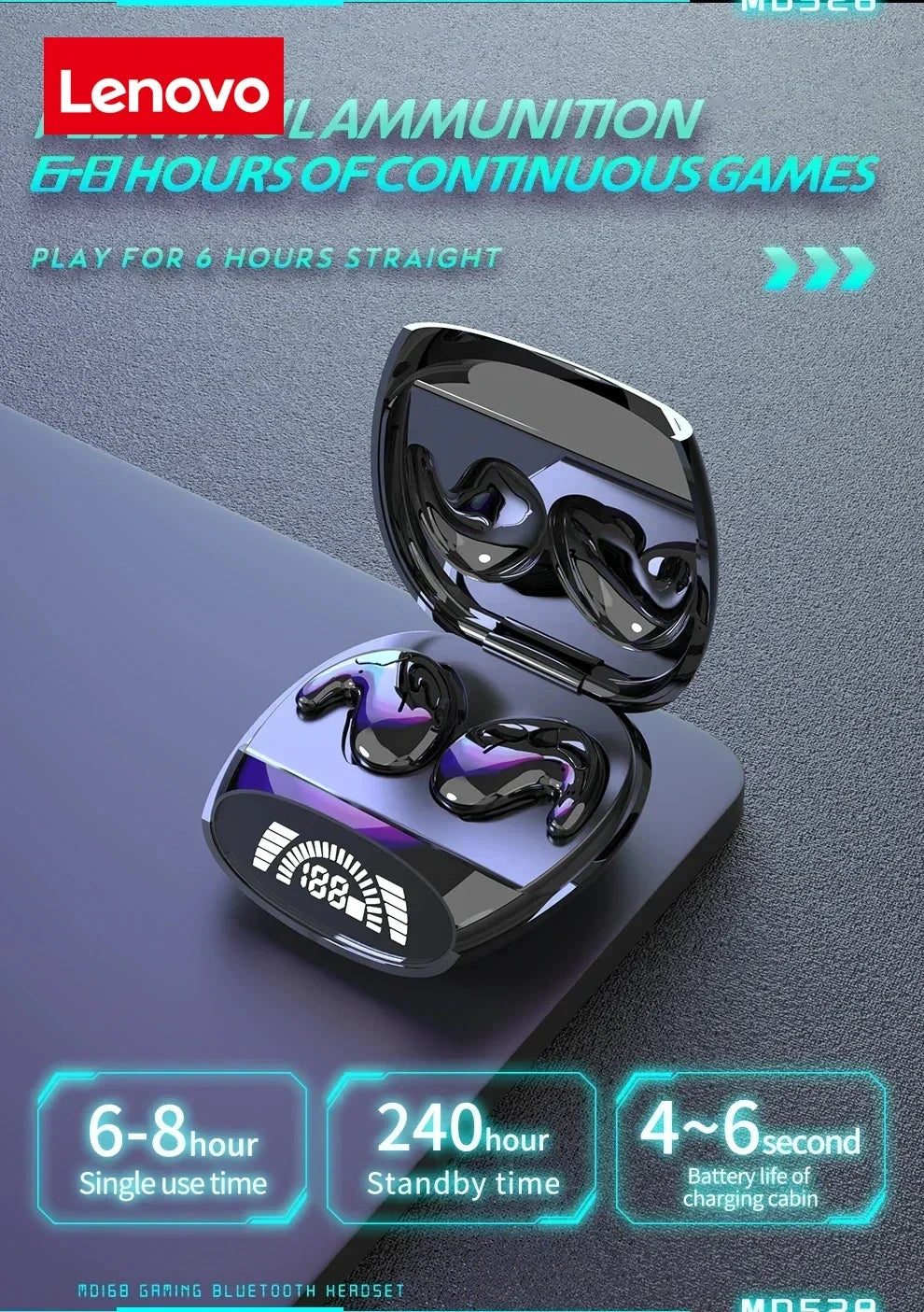 Lenovo Mini Bone Conduction Bluetooth Gaming Earphones HiFi Wireless Earphones Sleep Sports Waterproof Invisible Earphones