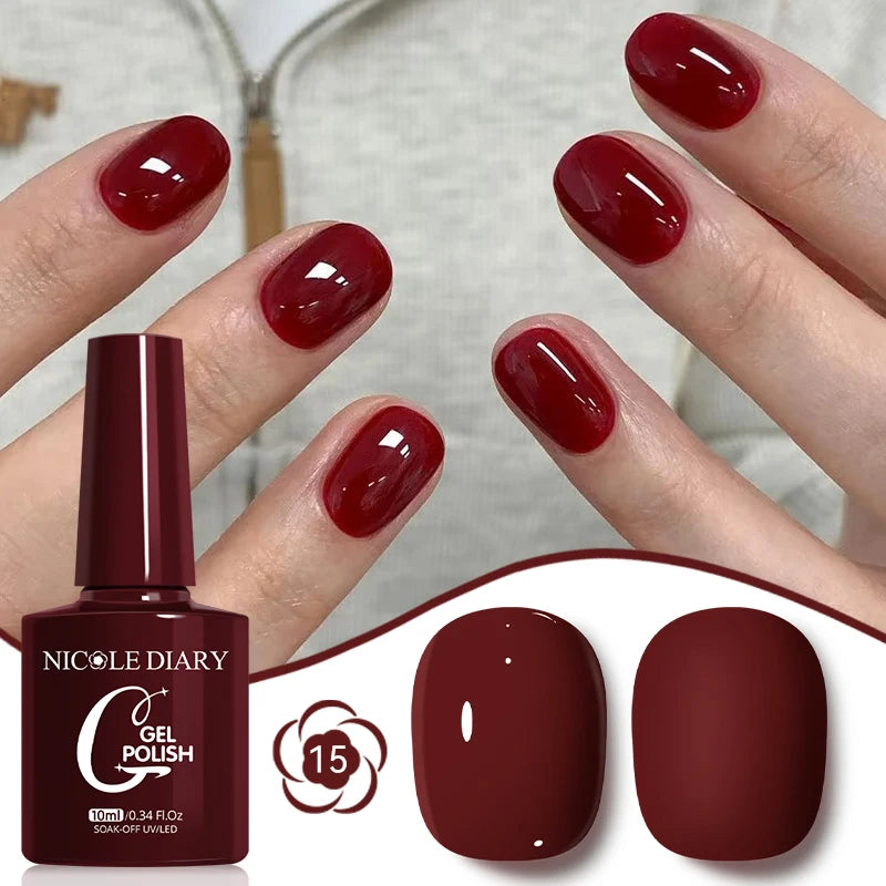 NICOLE DIARY Glass Beads Cat Magnetic Gel Nail Polish Spring Summer Gel Nail Sparkly Gel Varnish Soak off Nail Manicure Art